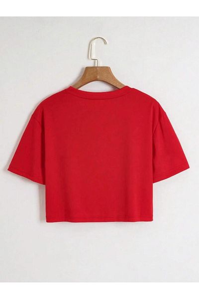 woonkey Women's Oversized Crop Good Vibes Printed Crew Neck Comfortable Fit T-Shirt