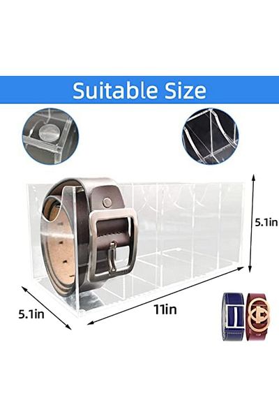 Generic Belt and Tie Organizer with 5 Compartments for Closet Storage and Clear Display Case