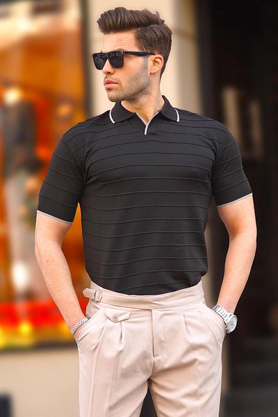 Madmext Schwarzes Poloshirt für Herren 6894