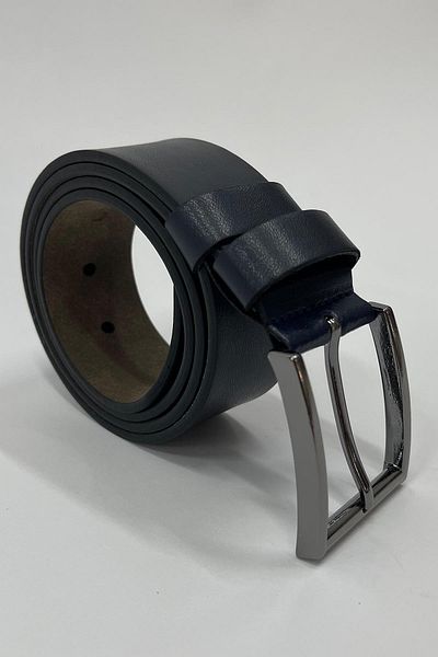 Madmext Ανδρική ίσια ζώνη - Navy Blue Faux Leather, Model 7220