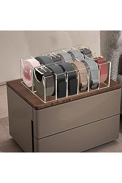Generic Acrylic 12-Compartment Belt Organizer for Closet Storage of Belts, Ties, Jewelry, and Accessories
