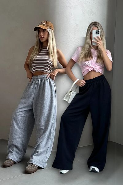 vladivosto Women's Baggy Wide Leg Large Size Baggy Cut Loose Sweatpants Oversize Elastic Legs