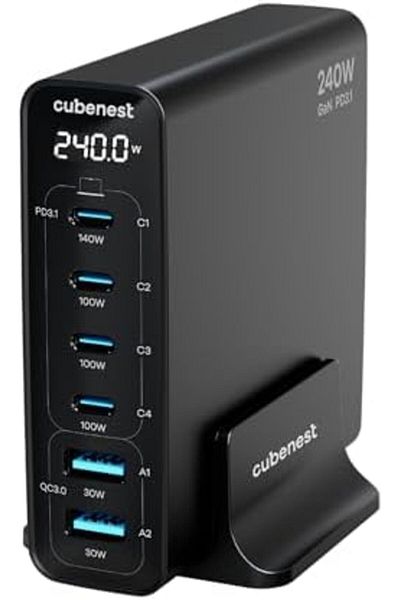 cubenest 240W GaN 6-Port Desktop Charger Black