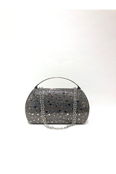 womenacs Платинова сумочка-клатч з камінцями у вигляді крапель дощу, з ланцюж...