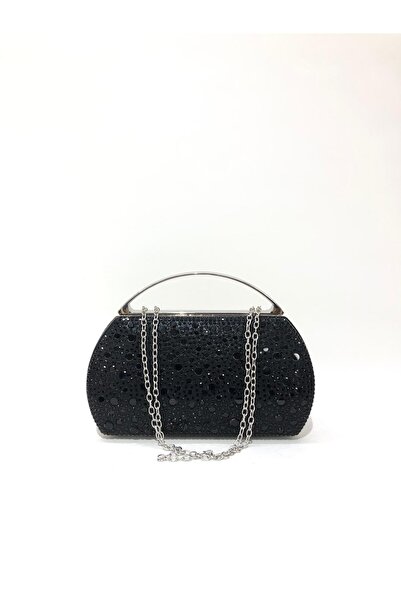 womenacs Чорна сумочка-клатч з камінцями у вигляді крапель дощу, з ланцюжком,...