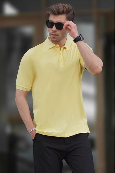Madmext Ανδρικό μπλουζάκι Overfit Yellow Polo Neck - Κοντό μανίκι 7029