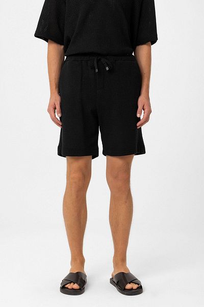 Antioch Black Textured Relaxed Men's Shorts