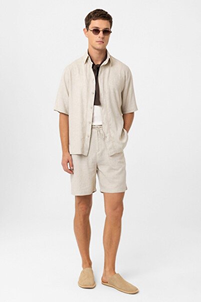 Antioch Stone Linen Blended Relaxed Men's Shirt