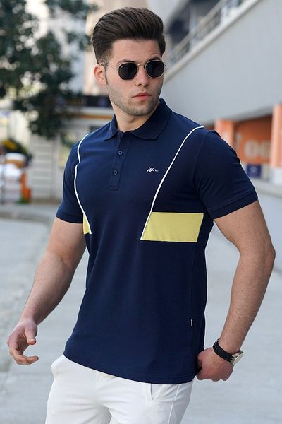 Madmext Ανδρικό μπλουζάκι Navy Blue Polo Neck 5243