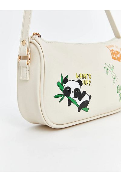 LC Waikiki Printed Girl's Baguette Bag with Ecru Wallet