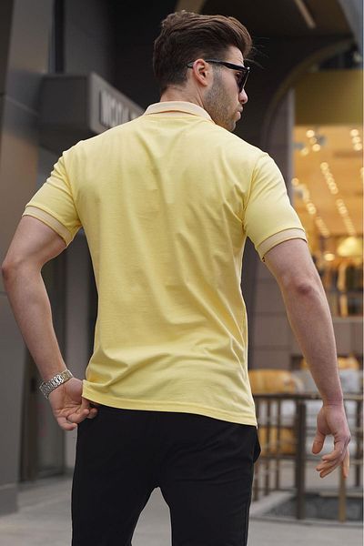 Madmext Ανδρικό μπλουζάκι με γιακά πόλο κίτρινο Regular Fit 6105