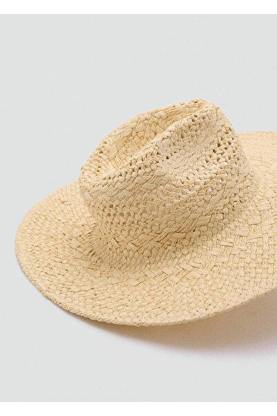 MANGO Woman Ajur detaylı doğal elyaf şapka