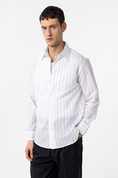 Antioch White Relaxed Striped Men's Shirt