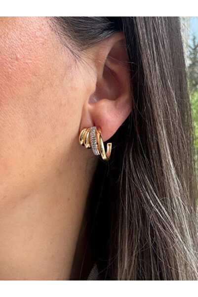 bijuxbymrv Çoklu Halka Minik Taşlı Küpe