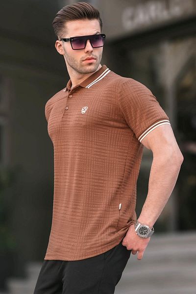 Madmext Καφέ Μπλουζάκι 6100 για ανδρικό γιακά polo Basic Basic Fit