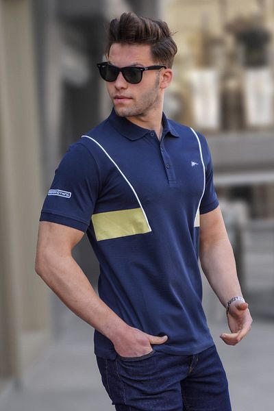 Madmext Ανδρικό μπλουζάκι Navy Blue Polo Neck 5243