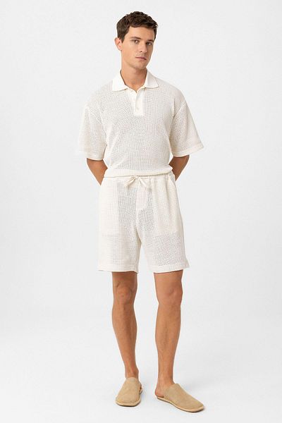Antioch Ecru Textured Relaxed Men's Shorts
