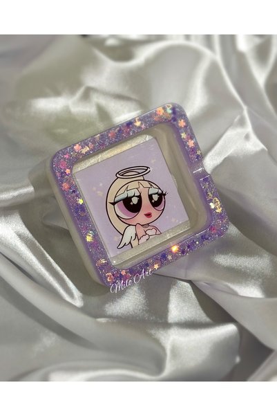Milo Art Powerpuff Girls Epoxy Ashtray Lilac White Epoxy Ashtray Sequin and Pearlescent Epoxy Ashtray Ash Tray