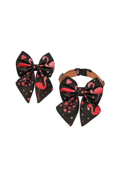 MS Pet Design Adjustable Bow Model Cat Dog Bow Tie and Hair Clip Set