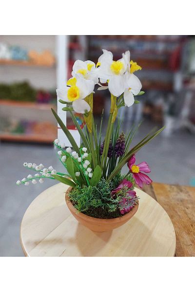 lolipophobi Θεματική διάταξη Narcissus Müge Muskari, Τεχνητό λουλούδι, Διακόσμηση, Δώρο, Βάζο, Γλάστρα
