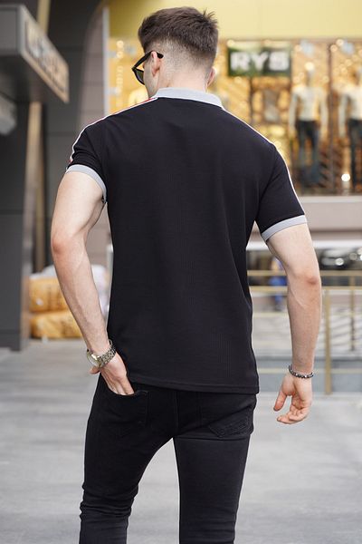 Madmext T-Shirt mit Polokragen und schwarzen Ärmeln 5888