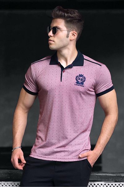 Madmext Ανδρικό μπλουζάκι Polo Shoulder Sriped Polo 9306