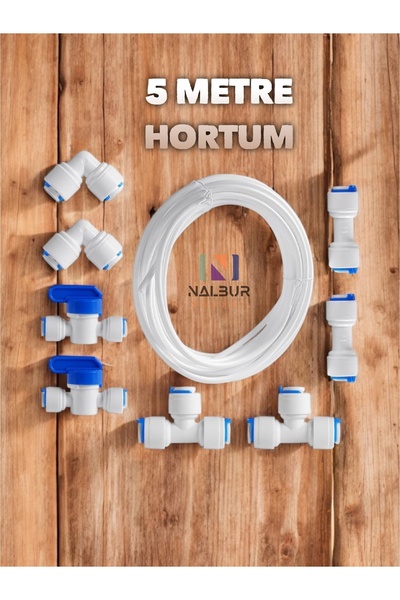Nalbur Bakkal Su Arıtma Sistemi Bağlantı Parçaları Seti 1/4 Hortum 5 Metre