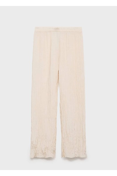 MANGO Woman Pileli düz pantolon
