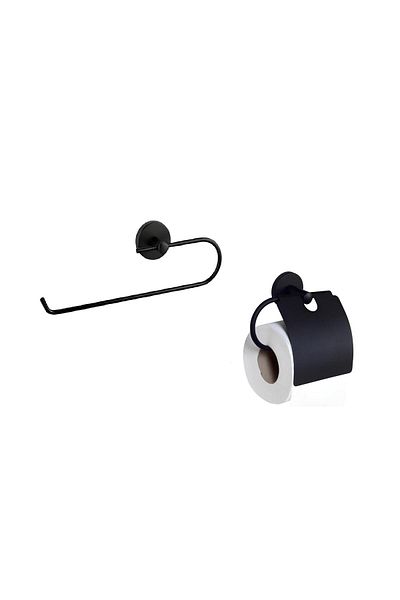 Zethome Stainless Wall Mounted Solo Outdoor Paper Towel Holder and Paper Holder Set with Lid Black