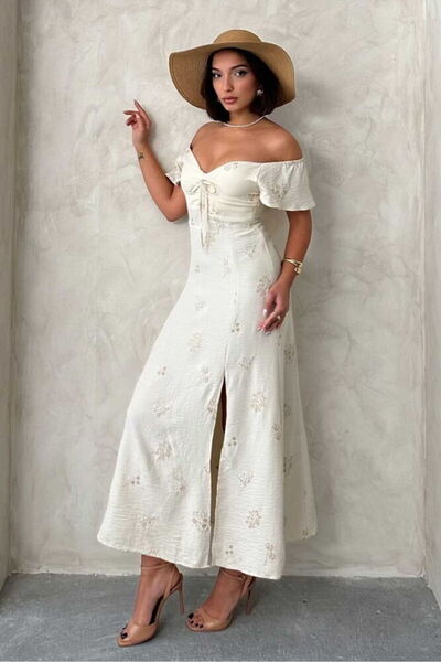 HARVESSE Fırfırlı Kol Bağlama Detaylı Elbise