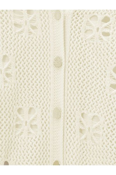 Modamorfo Buttoned Openwork Araboy Knitwear Cardigan - Ecru