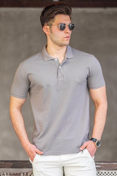 Madmext Smoked Basic Herren T-Shirt mit Rollkragen 5101