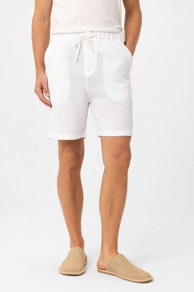 Antioch White Linen Blended Men's Shorts