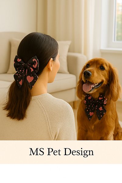 MS Pet Design Adjustable Bow Model Cat Dog Bow Tie and Hair Clip Set