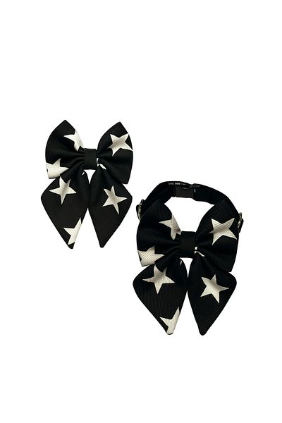 MS Pet Design Adjustable Bow Model Cat Dog Bow Tie and Hair Clip Set