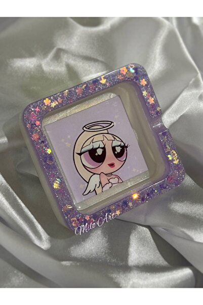 Milo Art Powerpuff Girls Epoksi Küllük Lila Beyaz Epoksi Küllük Pullu Ve Sede...