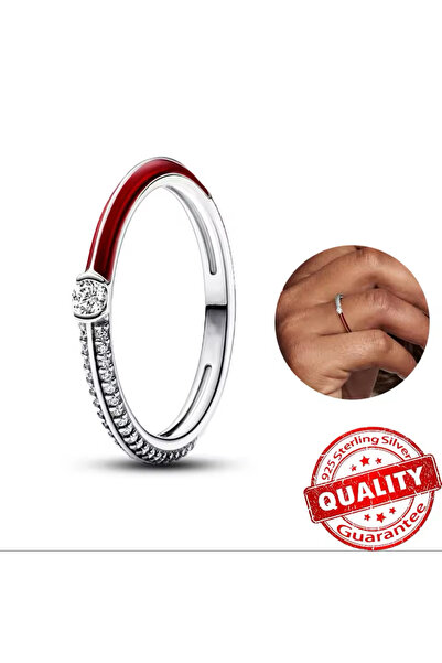 Hector&Co. Jewellery Gümüş Kırmızı Beyaz Taşlı Me&Pave Yüzük