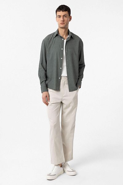 Antioch Khaki Checkered Men's Comfortable Fit Men's Shirt