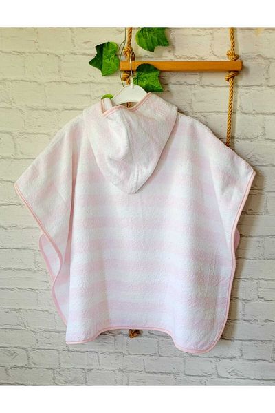 GÜRPAMUK HOME & BABY Outlet Export 100% Cotton Girls-Boys Sea, Beach, Pool, Bath Towel Poncho Striped/