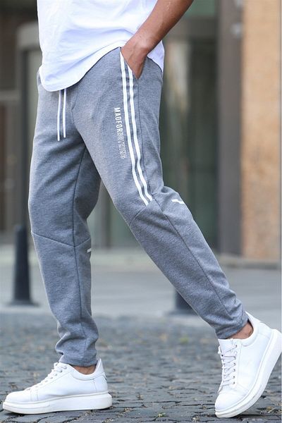 Madmext Anthracite Printed Jogger Sweatpants 5476
