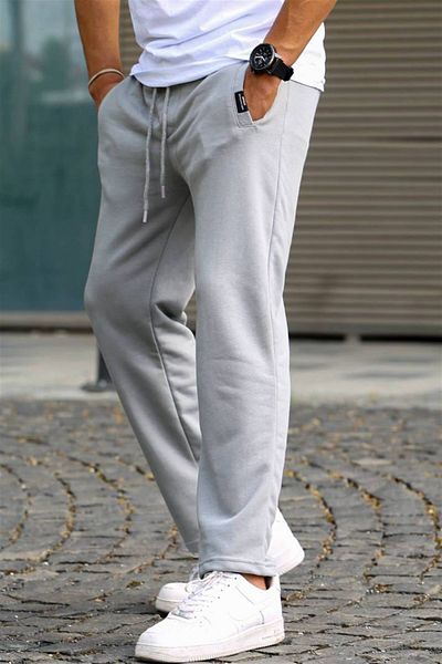 Madmext Βαμμένο γκρι Basic Sweatpants 5479
