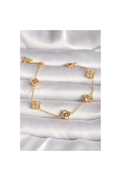 Skygo Gold Colored 316L Steel Baby Boy Clover Model Bracelet - Tj-Bb6641