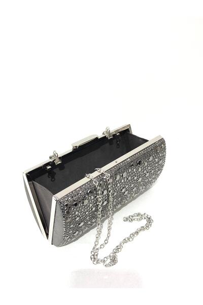 womenacs Platinum Color Water Drop Stone Evening Dress Clutch Portfolio Chain Strap Hand Wedding Engagement Evening Bag