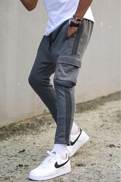 Madmext Anthrazitfarbene Basic-Jogginghose mit Seitentaschen 4801