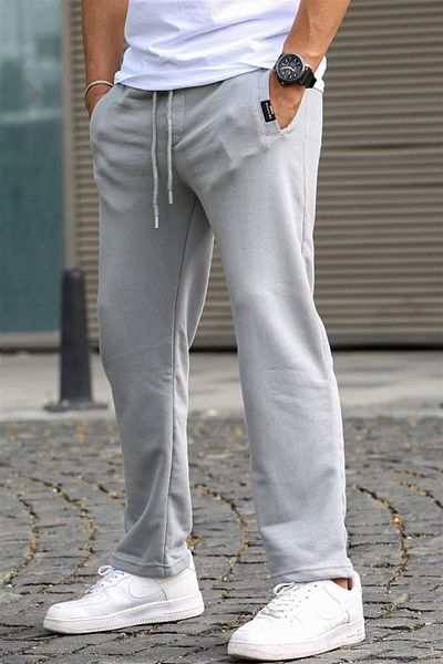 Madmext Βαμμένο γκρι Basic Sweatpants 5479