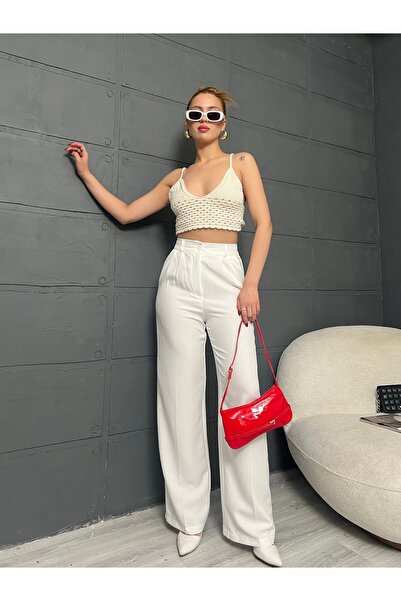 Leo Ferre Γυναικείο Παντελόνι Palazzo με Πλισέ Λεπτομέρεια