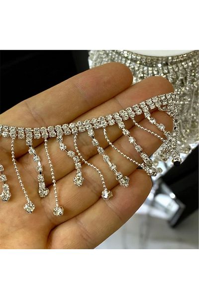 SavBrand Chain Stone Tasseled Ribbon 1 Mt, Decoration Accessories, Anklet Making Material