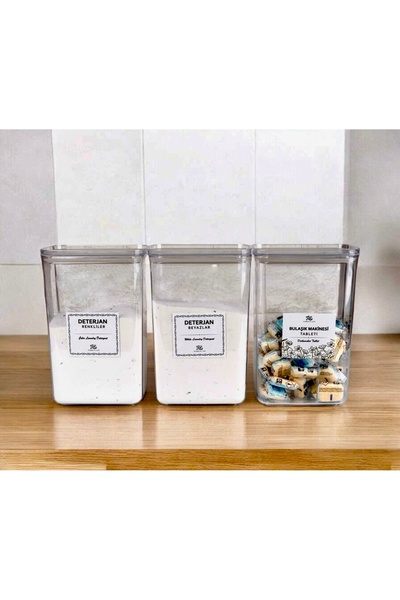Kitchen Pembelia 3-Pack White Detergent, Colored Detergent, Dish Tablet Box 3-Pack Detergent Jar