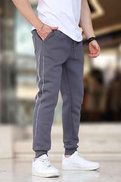 Madmext Ανδρικό Smoked Sweatpants - Elastic Leg, Side Stripe, Printed 6551