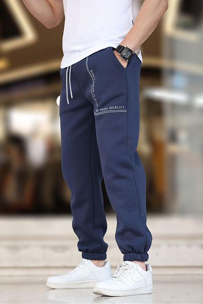 Madmext Ανδρικό φούτερ Navy Blue - Elastic Leg, Printed 6549